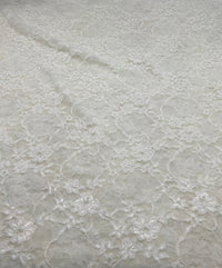 Cream Floral Lace Fabric Stretch - T9 Fabrics