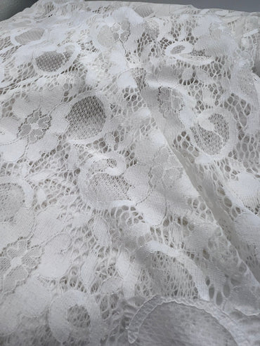 Cream Floral Lace Fabric Stretch - T9 Fabrics