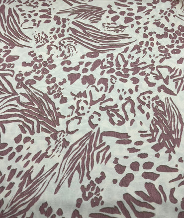 Cream Pink Animal Mix Print ITY Fabric 4 Way Stretch - T9 Fabrics