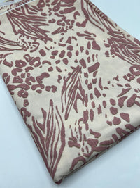 Cream Pink Animal Mix Print ITY Fabric 4 Way Stretch - T9 Fabrics