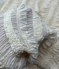Cream Ruffle Textured 2 Way Stretch Fabric - T9 Fabrics