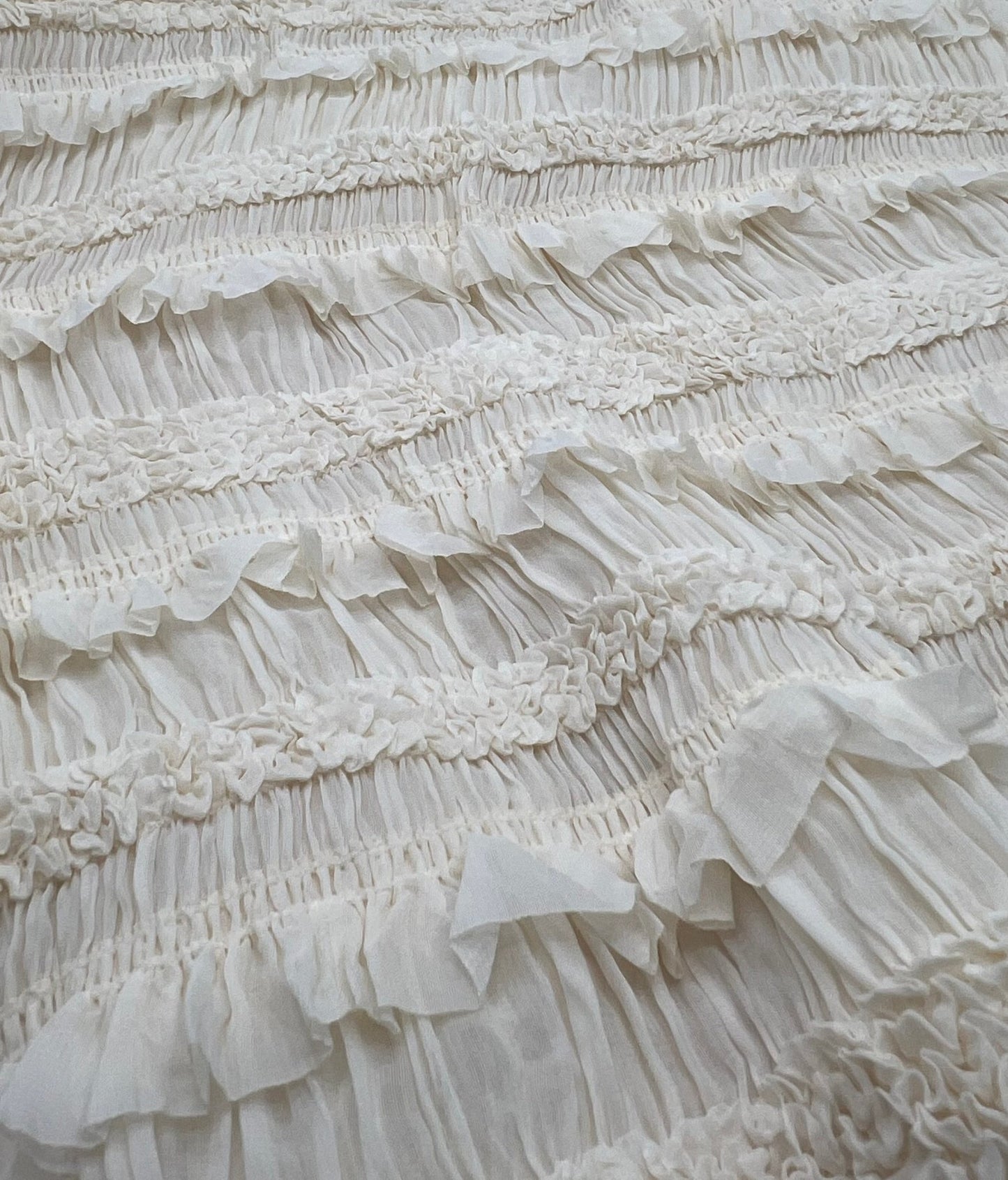 Cream Ruffle Textured 2 Way Stretch Fabric - T9 Fabrics