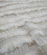 Cream Ruffle Textured 2 Way Stretch Fabric - T9 Fabrics
