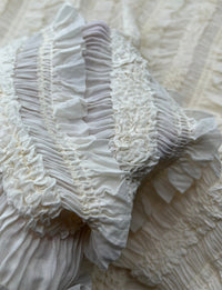 Cream Ruffle Textured 2 Way Stretch Fabric - T9 Fabrics