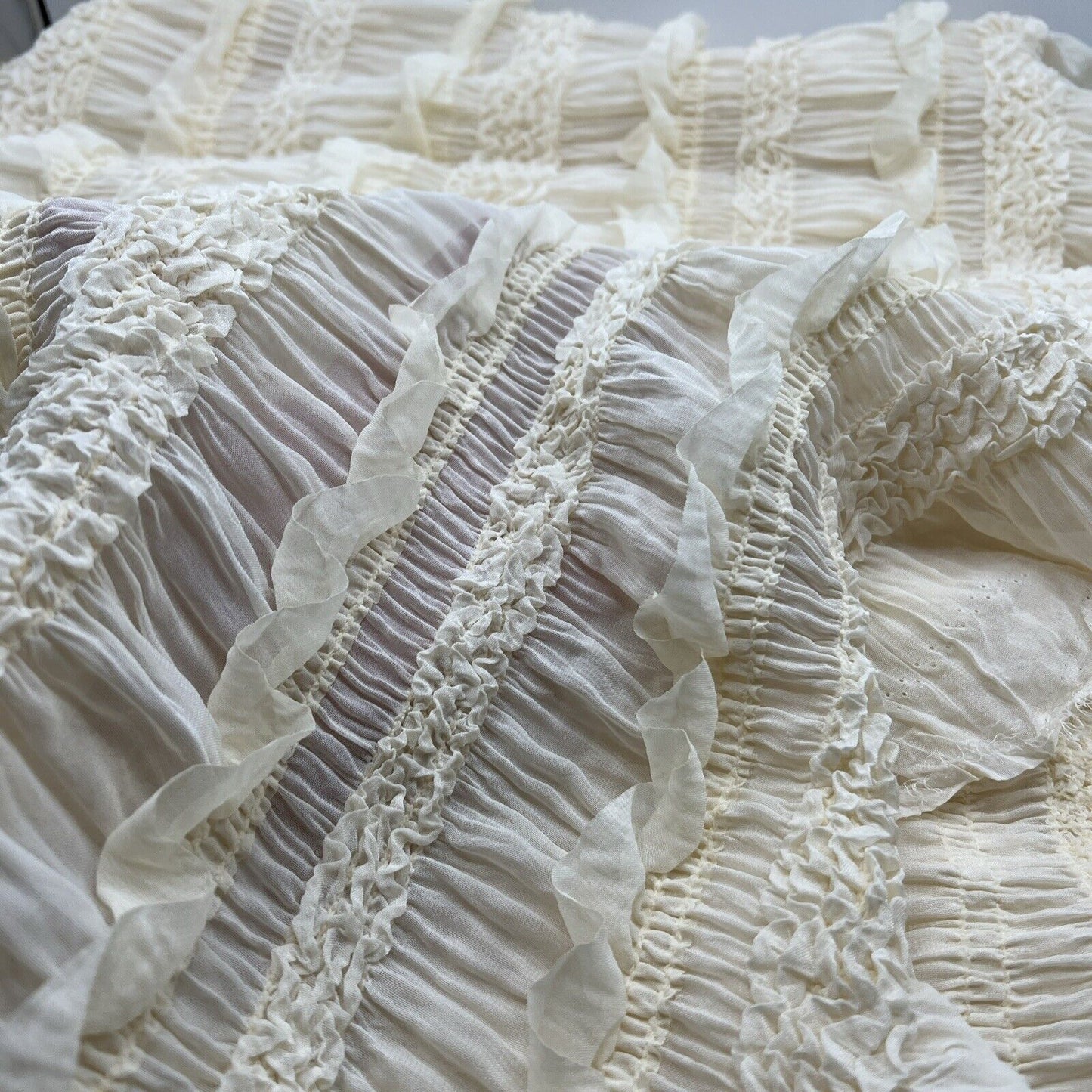 Cream Ruffled Textured Stretch Fabric - T9 Fabrics