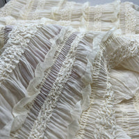 Cream Ruffled Textured Stretch Fabric - T9 Fabrics