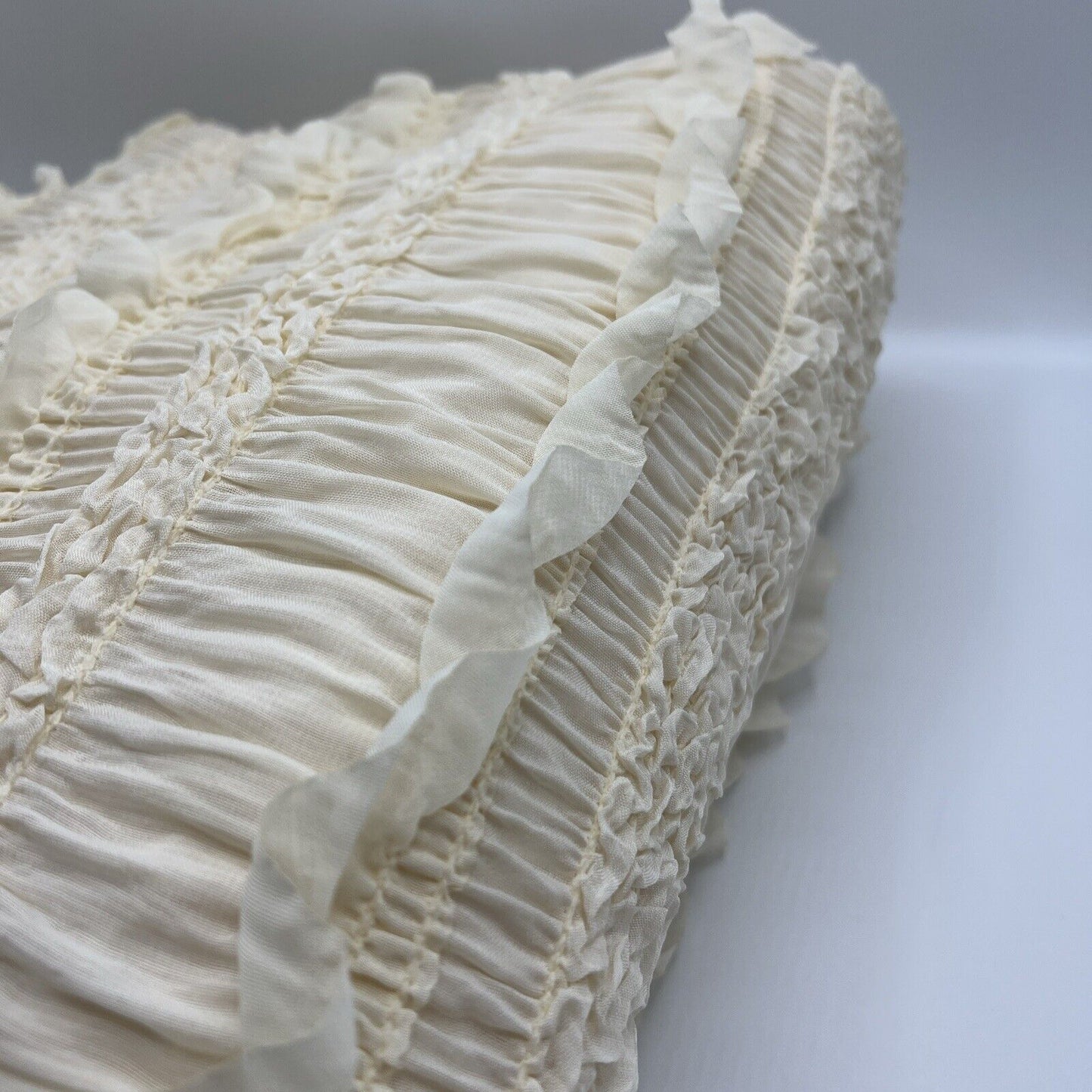 Cream Ruffled Textured Stretch Fabric - T9 Fabrics