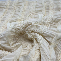 Cream Ruffled Textured Stretch Fabric - T9 Fabrics