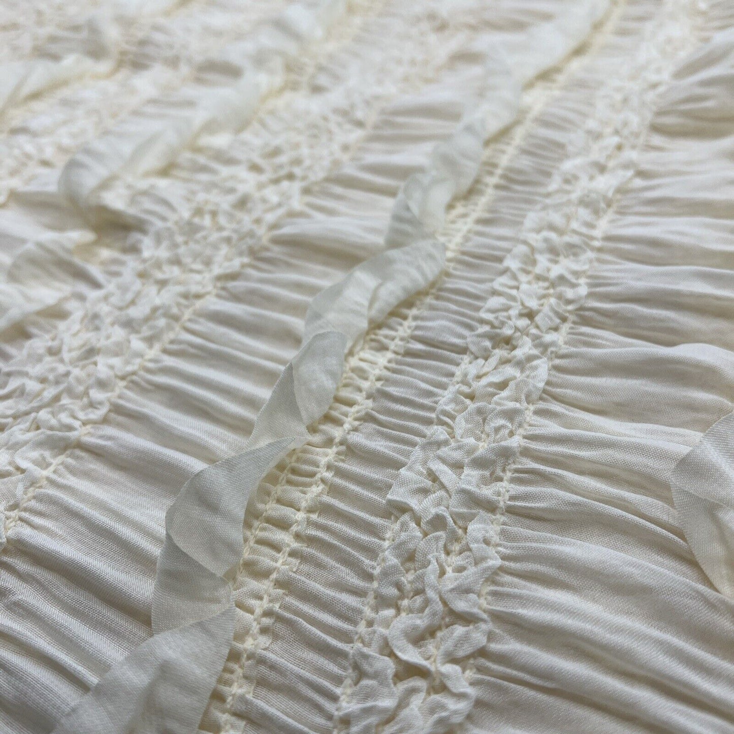 Cream Ruffled Textured Stretch Fabric - T9 Fabrics