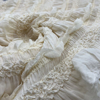 Cream Ruffled Textured Stretch Fabric - T9 Fabrics