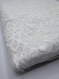 Cream Scalloped Floral Lace Fabric Stretch - T9 Fabrics