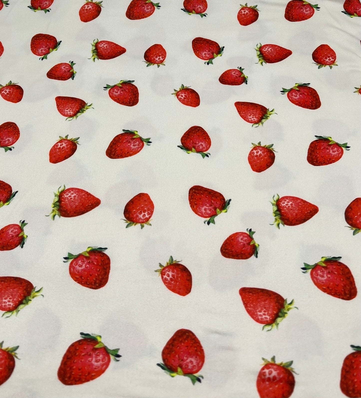Cream Strawberry's Super Soft Print Spun Poly Stretch Fabric - T9 Fabrics