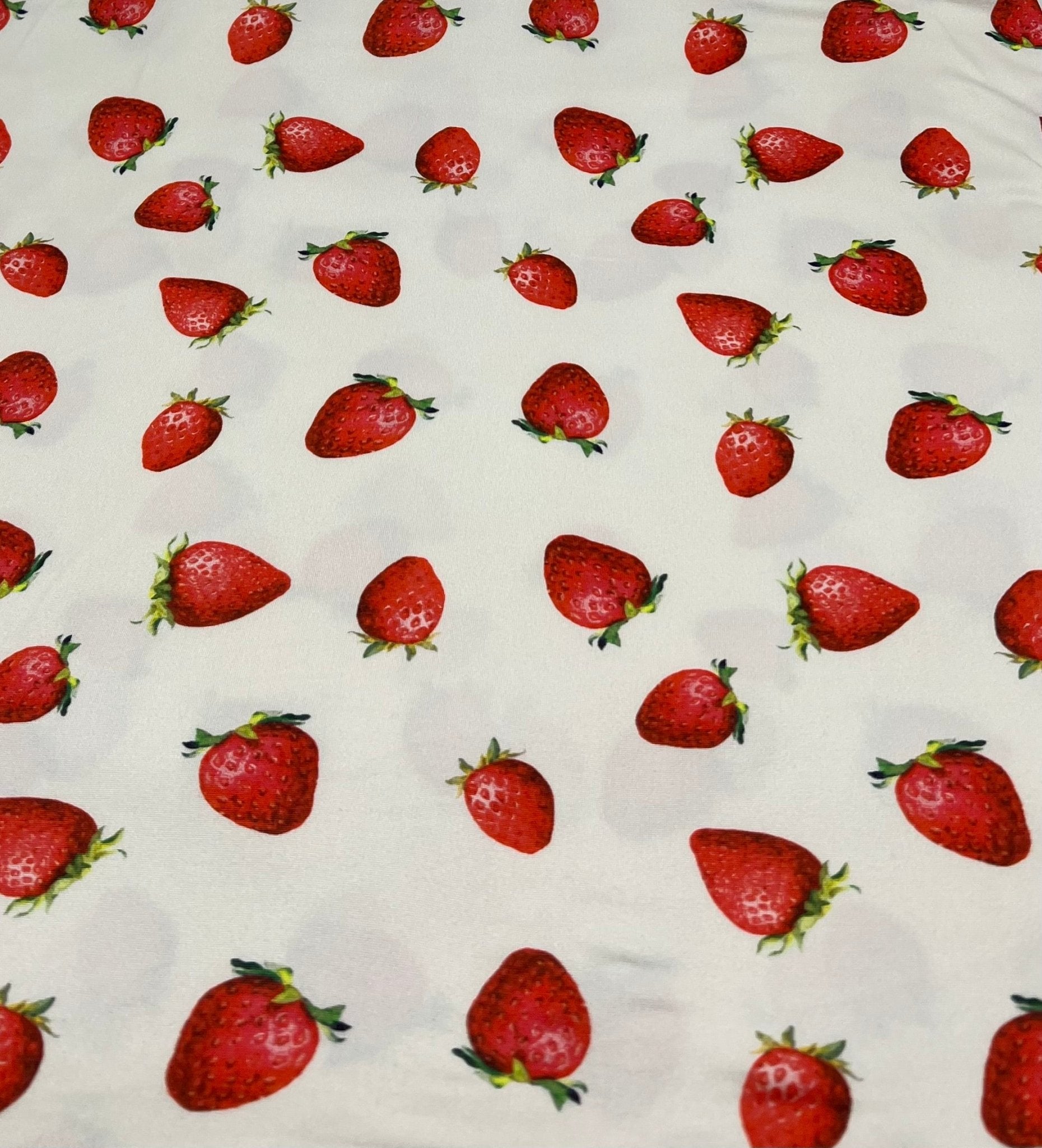 Cream Strawberry's Super Soft Print Spun Poly Stretch Fabric - T9 Fabrics
