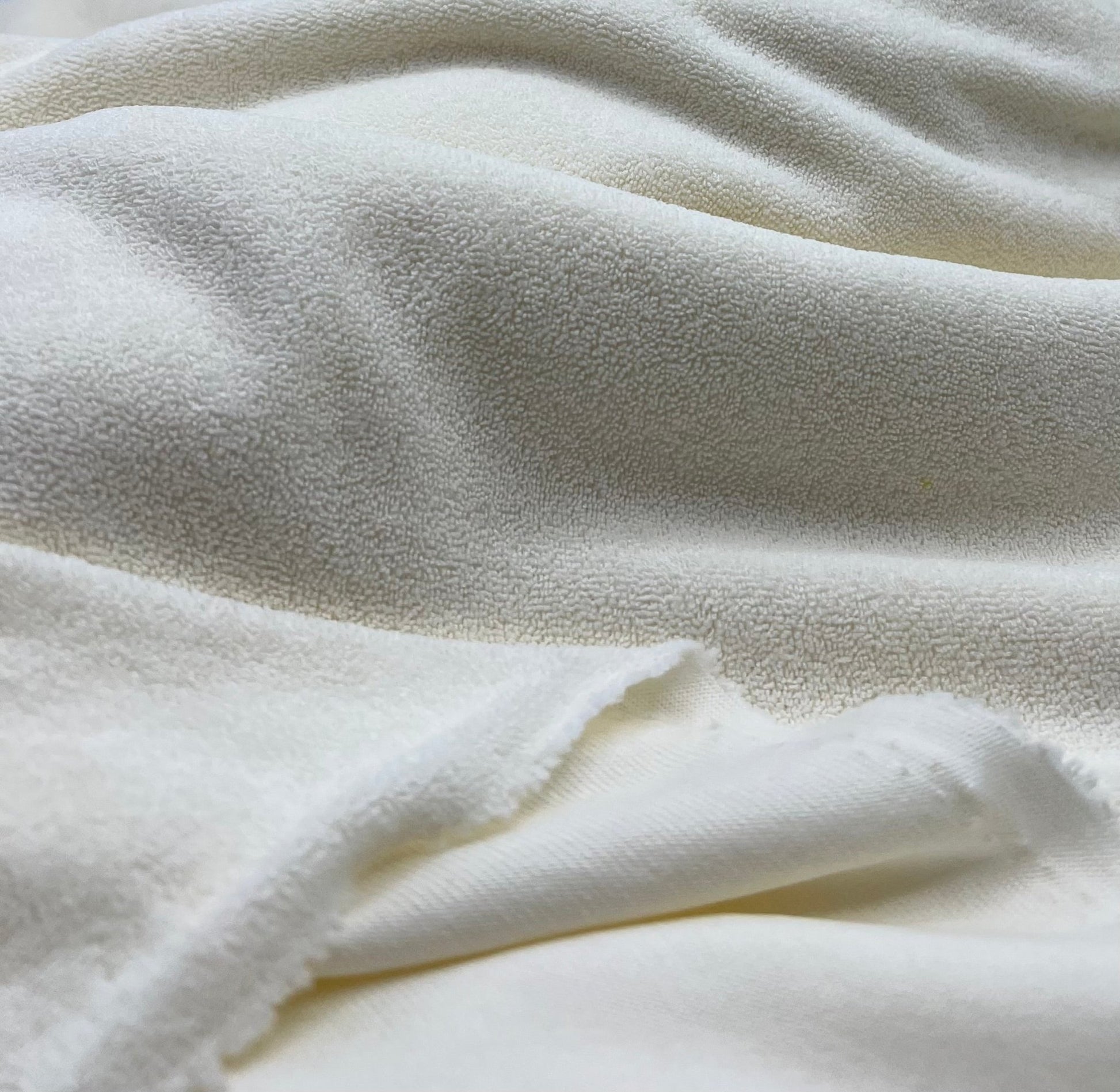 Cream Terry Towelling Polyester Stretch Dress Craft Fabric - T9 Fabrics