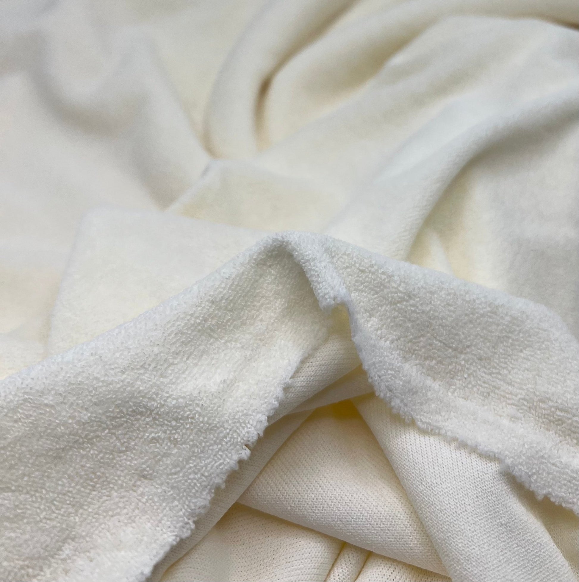 Cream Terry Towelling Polyester Stretch Dress Craft Fabric - T9 Fabrics