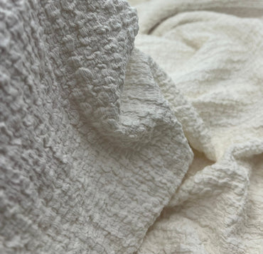 Cream Textured Popcorn Stretch Fabric - T9 Fabrics