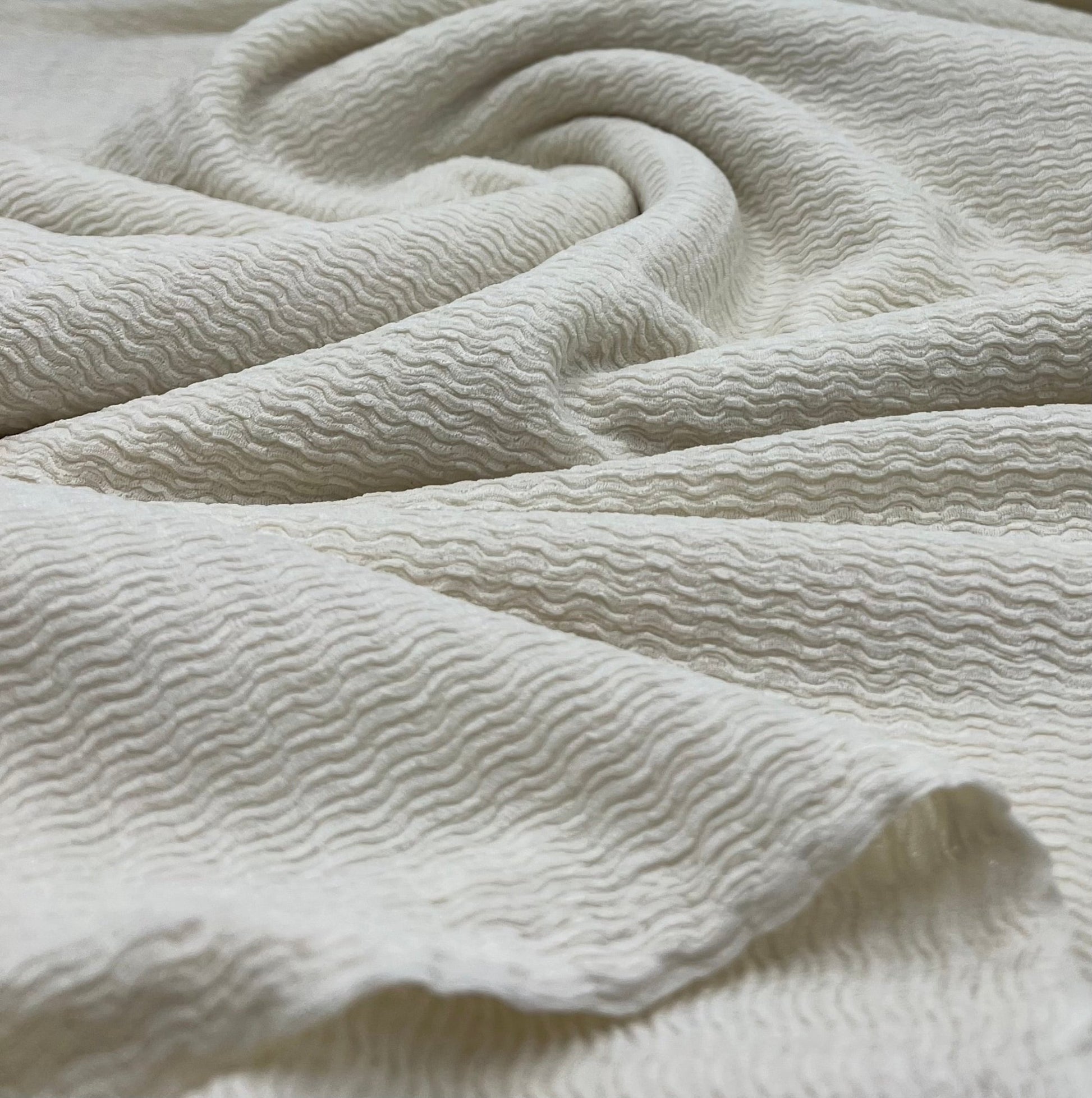Cream Textured Santiago 2 Way Stretch Fabric - T9 Fabrics