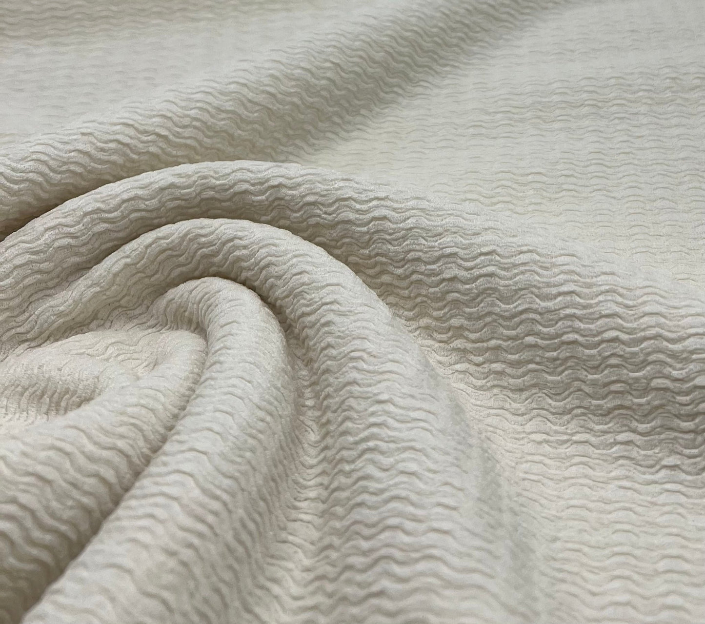 Cream Textured Santiago 2 Way Stretch Fabric - T9 Fabrics