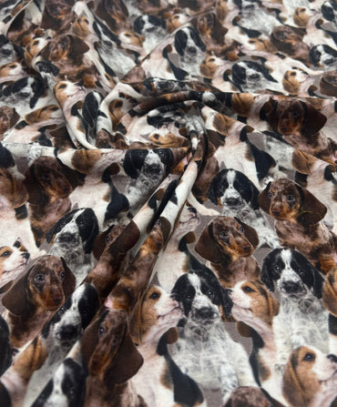 Cute Puppies Cotton Stretch Jersey 200 GSM 95/5 Lycra 4 Way Stretch - T9 Fabrics