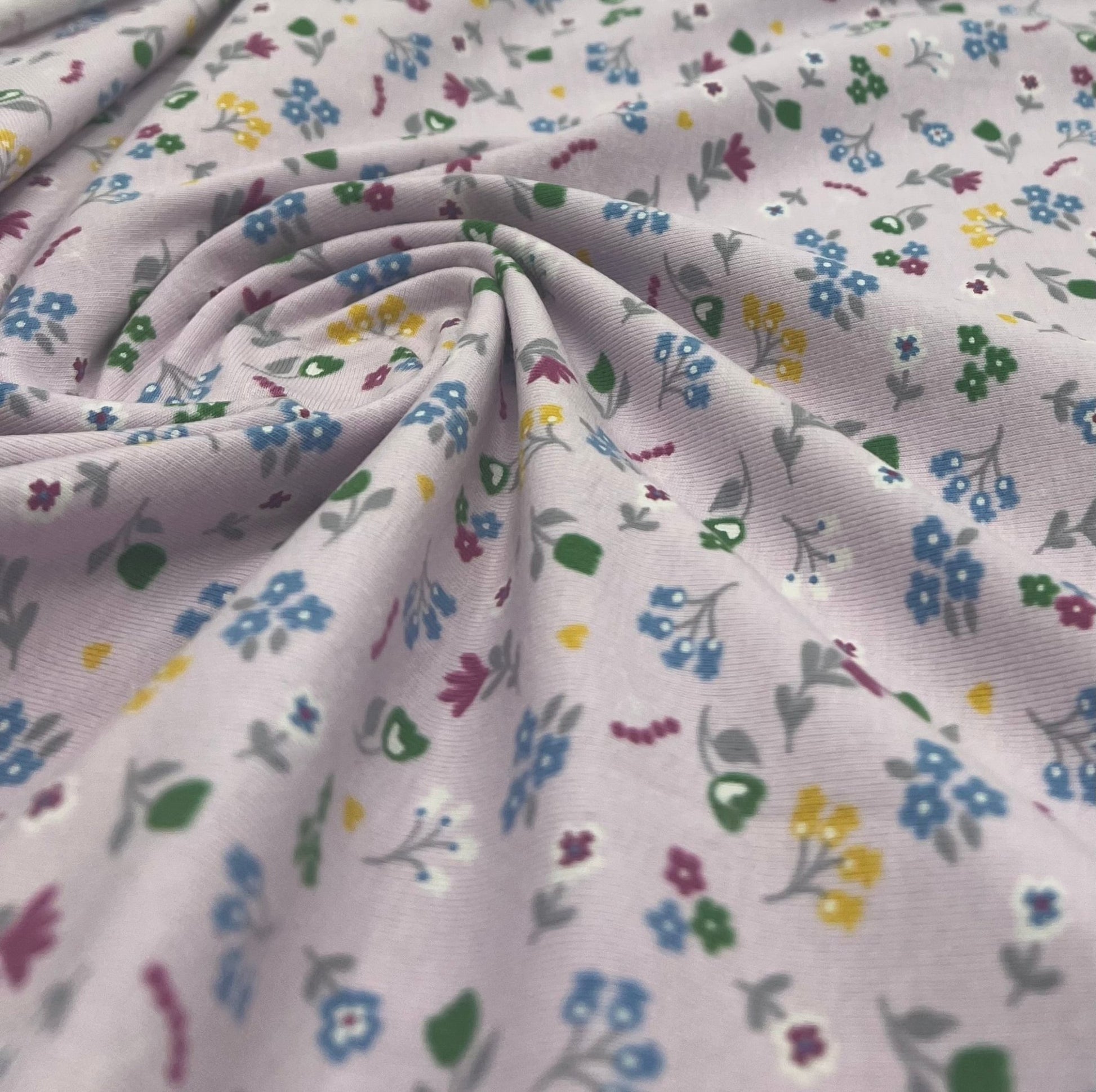 Dainty Flowers Cotton Stretch Jersey 200 GSM 95/5 Lycra 4 Way Stretch - T9 Fabrics