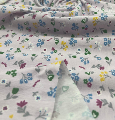 Dainty Flowers Cotton Stretch Jersey 200 GSM 95/5 Lycra 4 Way Stretch - T9 Fabrics