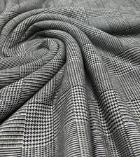 Dark Grey Black Check Ponte Fabric - T9 Fabrics