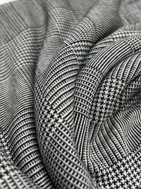 Dark Grey Black Check Ponte Fabric - T9 Fabrics