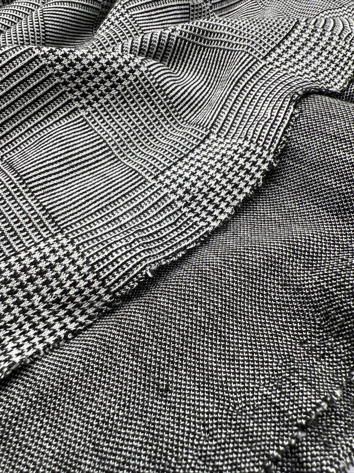 Dark Grey Black Check Ponte Fabric - T9 Fabrics