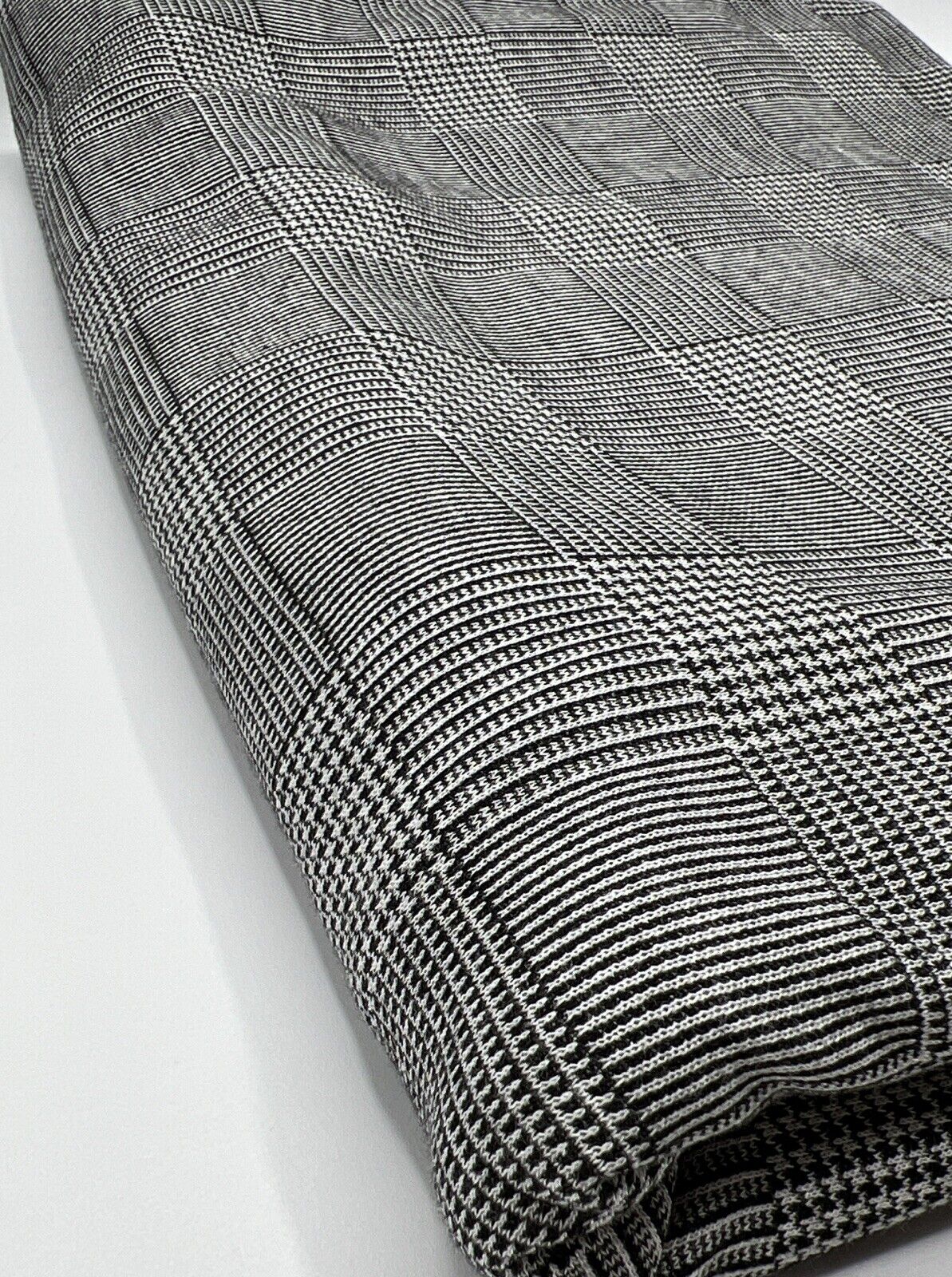 Dark Grey Black Check Ponte Fabric - T9 Fabrics