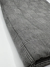 Dark Grey Black Check Ponte Fabric - T9 Fabrics