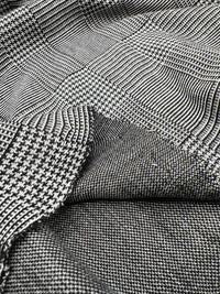 Dark Grey Black Check Ponte Fabric - T9 Fabrics