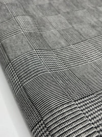 Dark Grey Black Check Ponte Fabric - T9 Fabrics