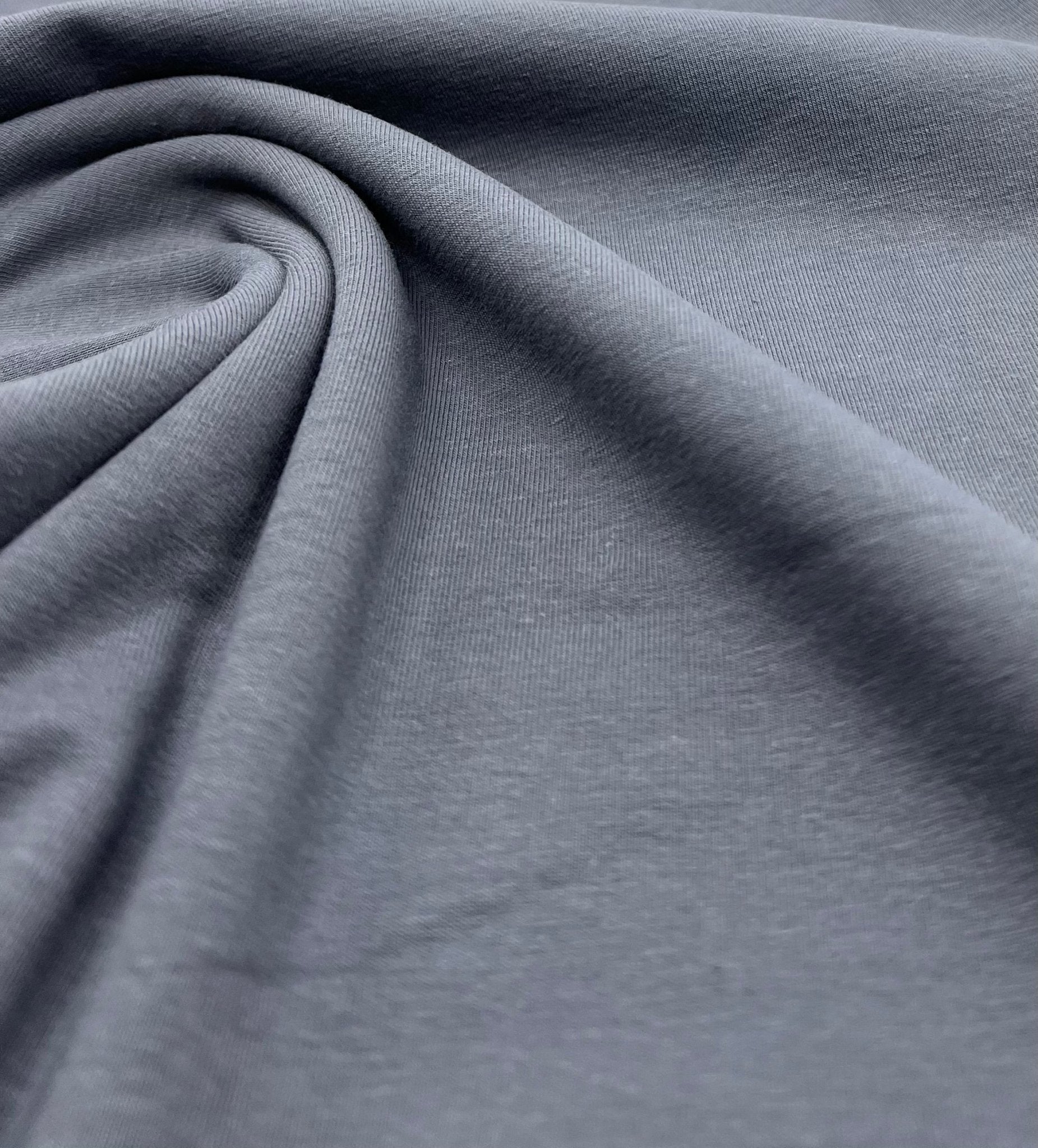 Dark Grey Plain Cotton Stretch Jersey 240 GSM 92/8 Lycra Jersey, 4 Way Stretch, Sold By Metre - T9 Fabrics