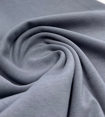 Dark Grey Plain Cotton Stretch Jersey 240 GSM 92/8 Lycra Jersey, 4 Way Stretch, Sold By Metre - T9 Fabrics