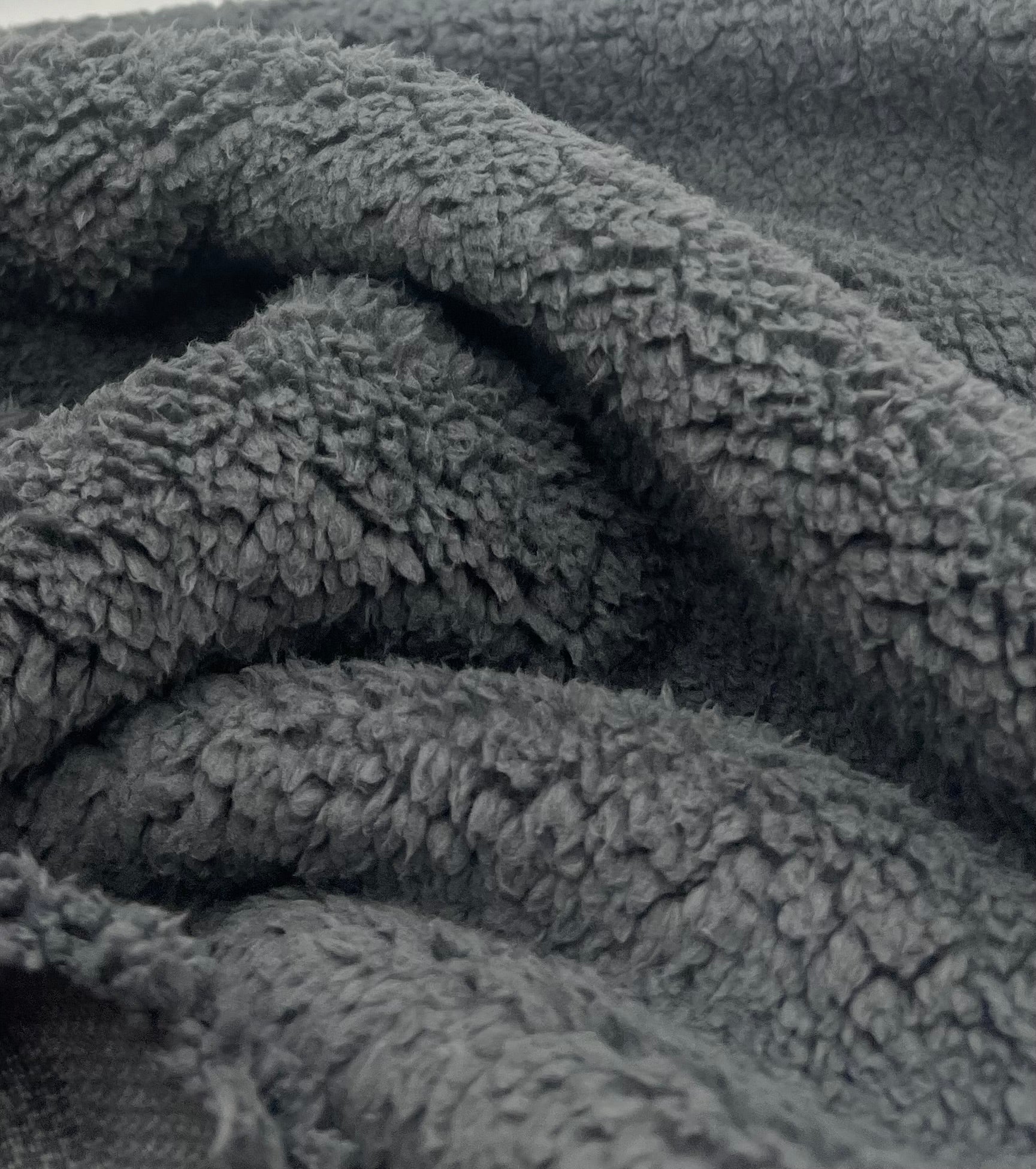 Dark Grey Sherpa Fleece Fluffy Borg Faux Fur Fabric - T9 Fabrics