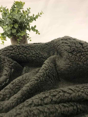 Dark Grey Sherpa Fleece Fluffy Borg Faux Fur Fabric - T9 Fabrics