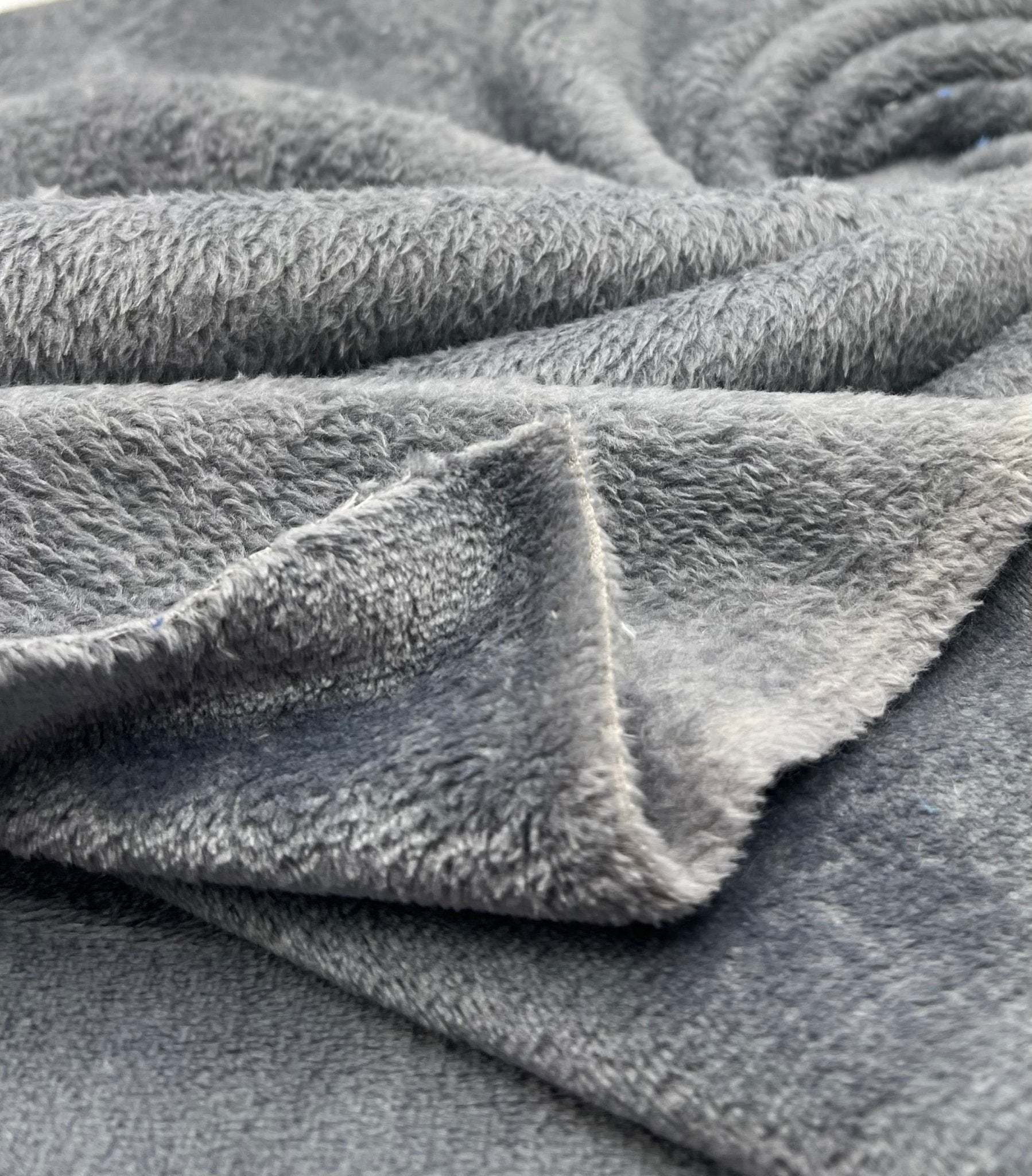 Dark Grey Super Soft Plain Cuddle Fleece Fabric Blanket Loungewear - T9 Fabrics