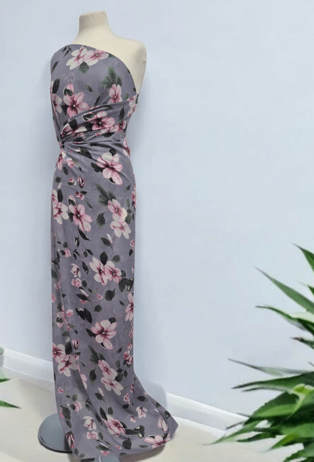 Dark Lilac Floral Printed Chiffon Dress Fabric - T9 Fabrics