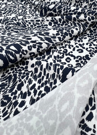 Dark Navy Animal Print Viscose Elastane Fabric - T9 Fabrics