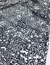 Dark Navy Animal Print Viscose Elastane Fabric - T9 Fabrics