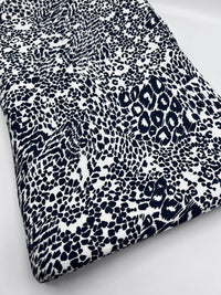 Dark Navy Animal Print Viscose Elastane Fabric - T9 Fabrics