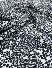 Dark Navy Animal Print Viscose Elastane Fabric - T9 Fabrics