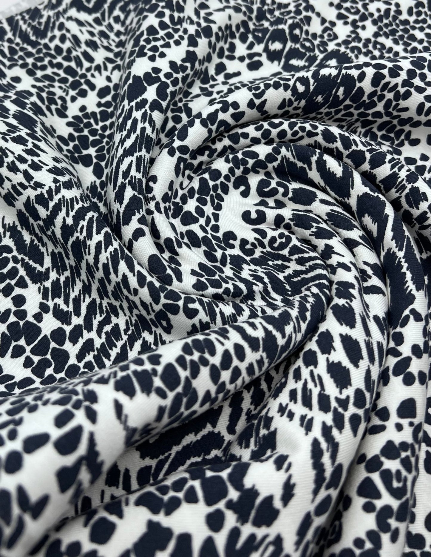 Dark Navy Animal Print Viscose Elastane Fabric - T9 Fabrics