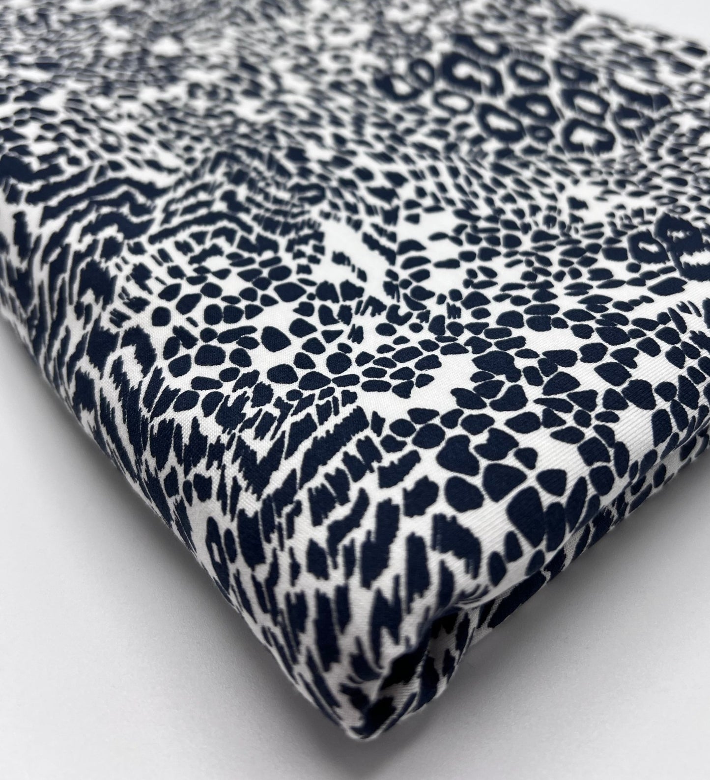 Dark Navy Animal Print Viscose Elastane Fabric - T9 Fabrics