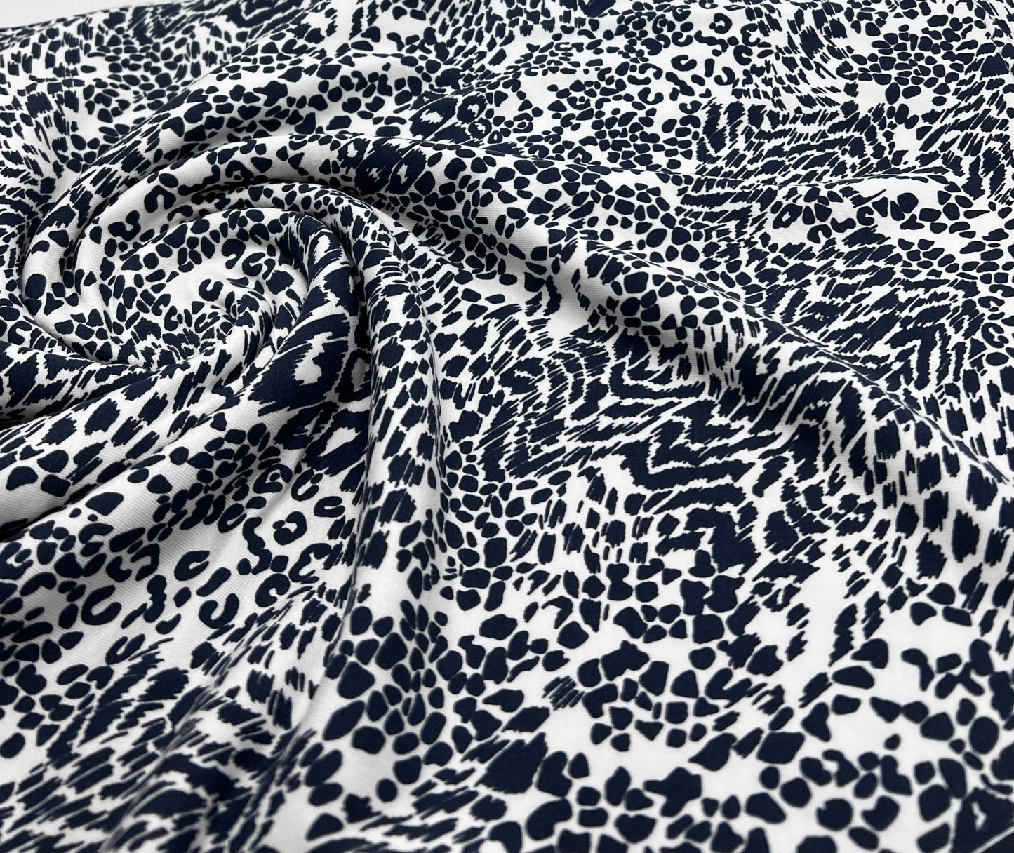 Dark Navy Animal Print Viscose Elastane Fabric - T9 Fabrics