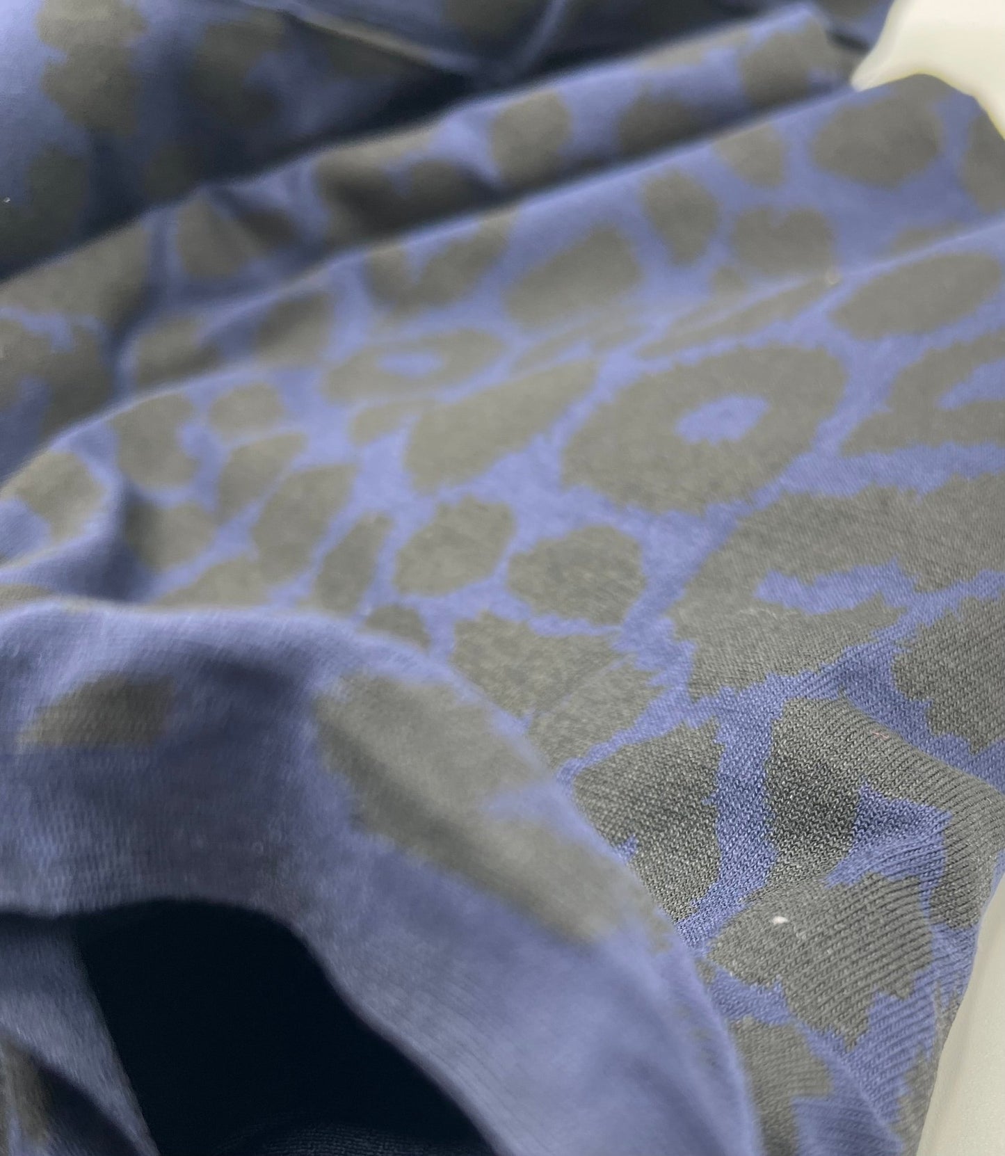 Dark Navy Leopard Print Viscose Elastane Fabric - T9 Fabrics