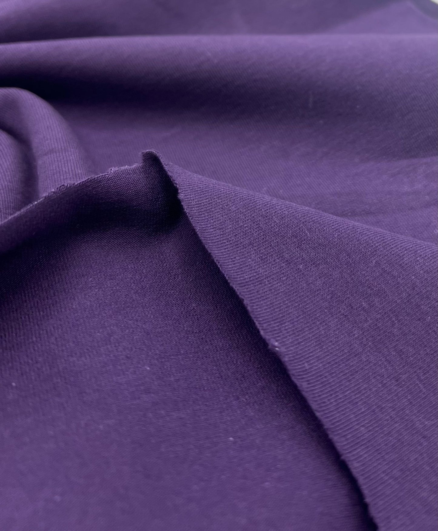 Dark Purple Cotton Stretch Jersey 240 GSM 92/8 Lycra 4 Way Stretch - T9 Fabrics