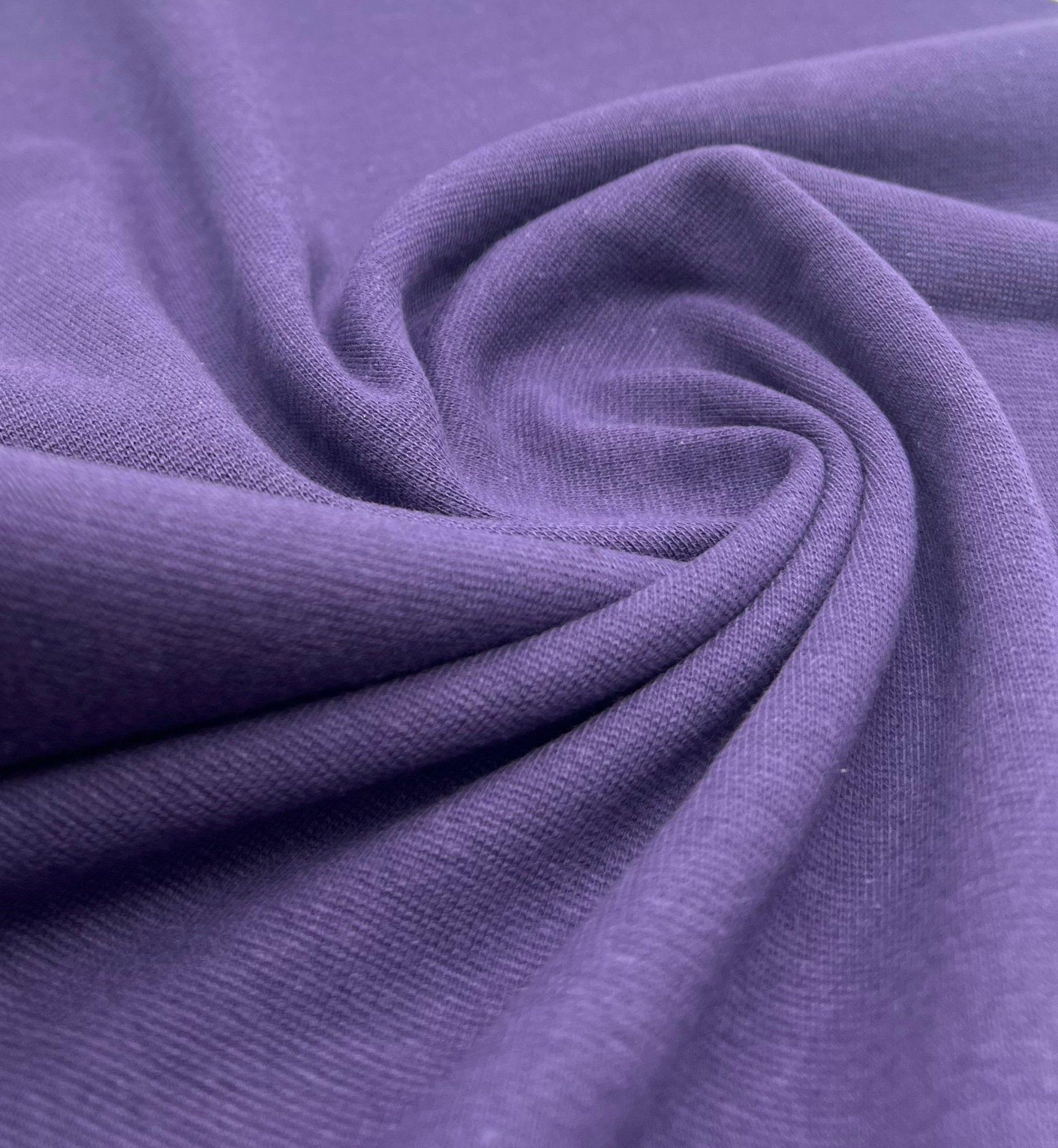 Dark Purple Jersey Cuffing Ribbing Fabric 270 GSM Cotton Knit 70cm Wide - T9 Fabrics