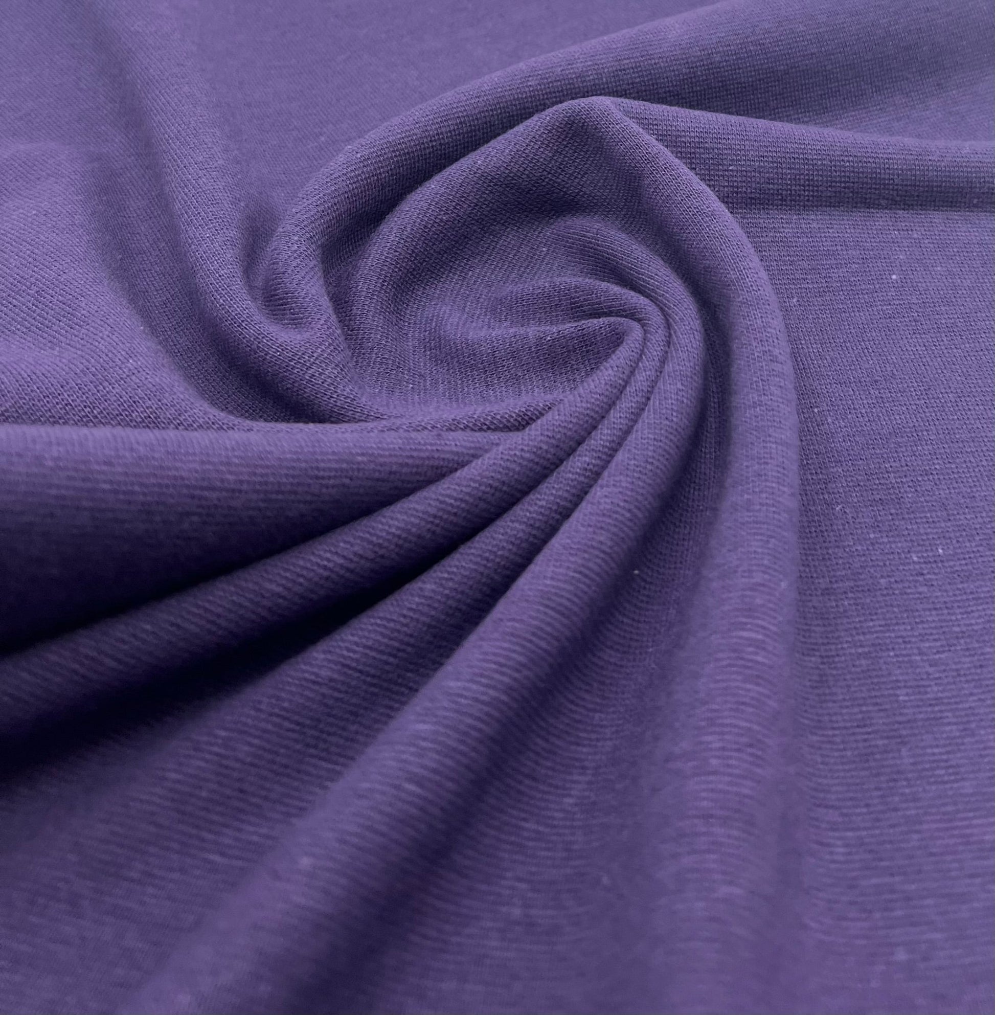 Dark Purple Jersey Cuffing Ribbing Fabric 270 GSM Cotton Knit 70cm Wide - T9 Fabrics