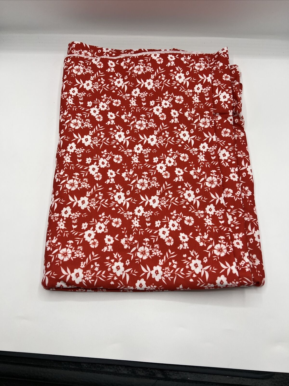 Dark Red Ditsy Floral Print Spun Poly Stretch Fabric - T9 Fabrics